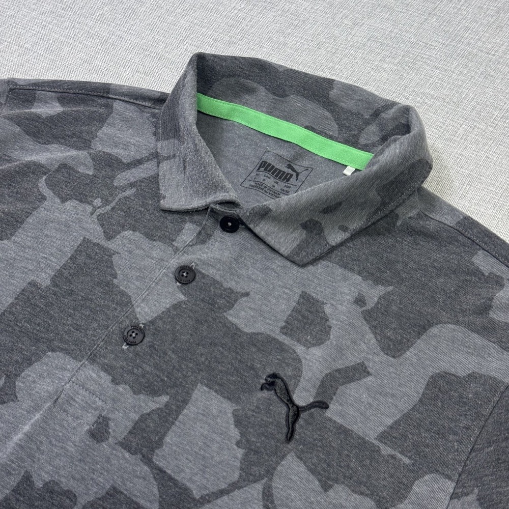 Puma Camouflage Golf Polo Shirt Mens Small Gray Performance Short Sleeve